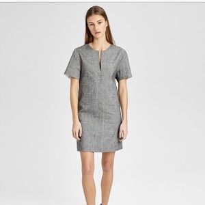 Navy Blue Theory Linen Slit Front Shift Dress